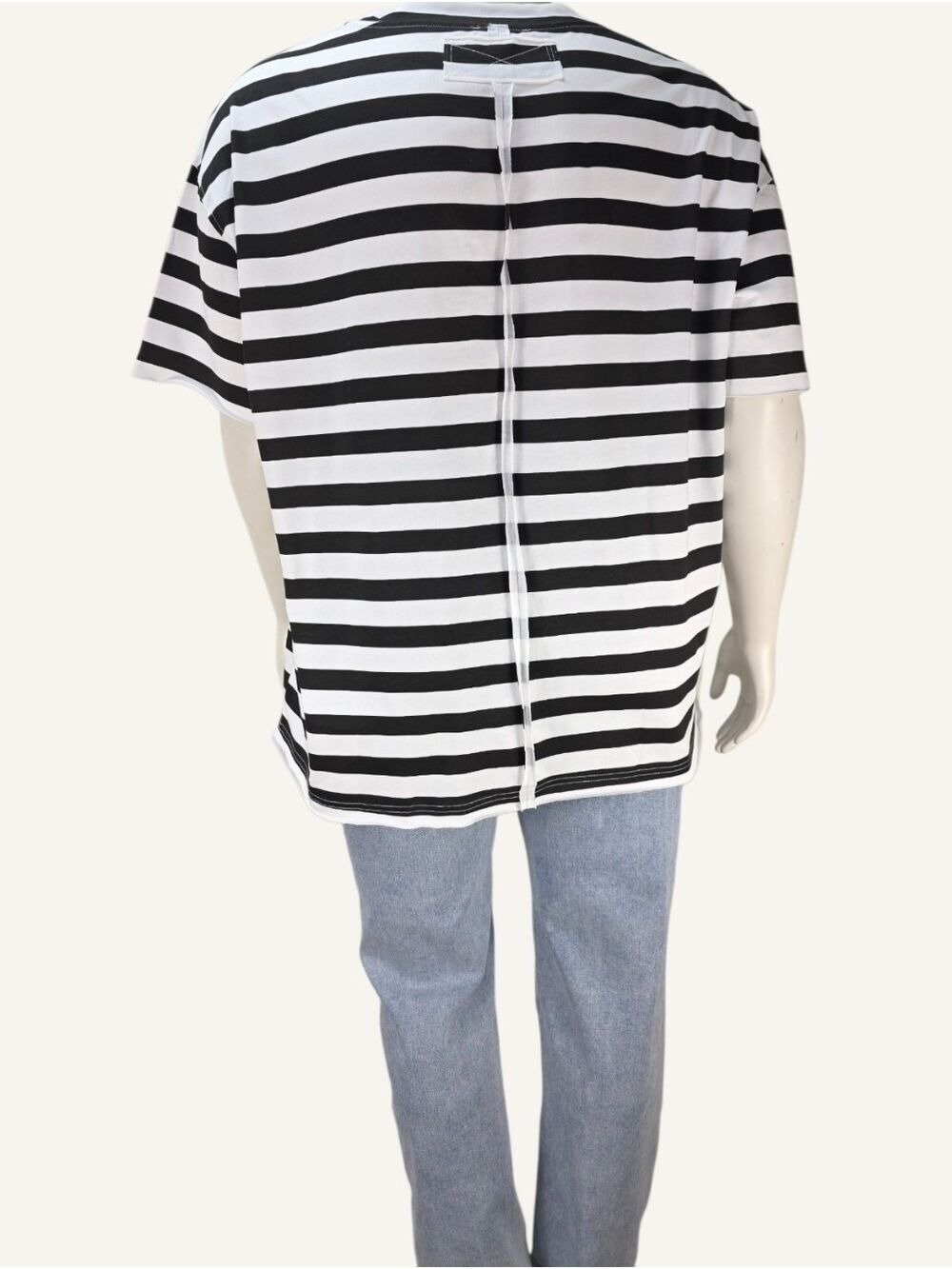 Ampersand Avenue Boyfriend Tshirt XL Black White Striped Oversized NWT - Picture 5 of 11